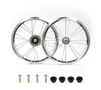 14" Juego de Ruedas BMX + Volante de inercia 3velocidades 9-13-17T | 74/85mm QR, rueda delantera y trasera con freno de V/C de bicicletas plegables, rodamiento sellado