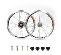 14" Juego de Ruedas BMX + Volante de inercia 3velocidades 9-13-17T | 74/85mm QR, rueda delantera y trasera con freno de V/C de bicicletas plegables, rodamiento sellado