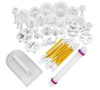14 juegos (46 piezas) de herramientas para fondant de flores para tartas, kit de decoración de pasteles, molde de galletas, cortador de émbolo de glaseado, herramientas de repujado para decoración de
