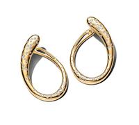 14 k Golden Plated Hoop Earrings with Clear Cubic Zirconia