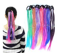 14 mechones de pelo de colores para niños, trenzado, trenzado, con cinta elástica, degradado de color, para niñas, fiestas, festivales, decoración, regalos (14 unidades)