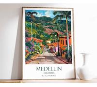 14 Medellin Print Medellin Travel Poster Colombian Travel Print Tropical Decor Botanical Print A3 Poster on Canvas - Inspirador Motivacional Arte de la pared Vida diaria Cita alentadoras frases corta