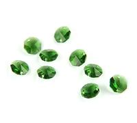 14 mm, 100 cuentas octágonos de cristal verde oscuro con 1 agujero/2 agujeros, colgante de prisma de cristal, decoración de boda, 2 agujeros, 500 piezas
