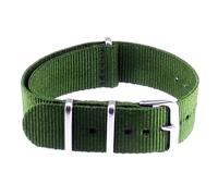 14 mm, 16 mm, 18 mm, 20 mm, 22 mm, 16 cm de longitud, correa de reloj de nailon de lona unisex, diseño de bucle de una pieza, correa de reloj de repuesto duradera,Verde,14mm