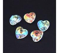 14 mm AB 100 piezas de cristal en forma de corazón 1 agujero de cristal DIY cuentas sueltas candelabro prisma atrapasueños, AB, 100 piezas