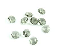 14 mm de diámetro negro, 100 unidades/1000 cuentas de cristal octágono con 1 agujero/2 agujeros, colgante de prisma de cristal para decoración del hogar, 1 agujero, 1000 piezas