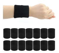 14 muñequeras para el sudor, bandas elásticas negras para el sudor para hombres y mujeres, tenis, baloncesto, niños, fútbol, correr
