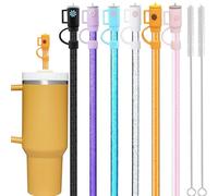 14 pajitas accesorios para Stanley Cup, tapa de paja a prueba de polvo de 10 mm con cepillo de limpieza, pajitas reutilizables para Stanley 40/30 oz, accesorios para vasos Stanley, tazas no incluidas
