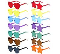 14 Pares Estrella Corazon Gafas, Gafas Fiesta Corazon Estrella, Fiesta Gafas Niño Adultos, Gafas de Sol Fiesta Corazon Party para Fiesta Cumpleaños, Despedida de Soltera, Fiesta Artículos