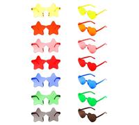14 Pares Gafas De Fiesta, Gafas de Corazón y Gafas de Sol En Forma de Estrella Sin Montura, Lentes Transparentes, Hippy Gafas de Sol para Carnaval, Navidad,Fiesta De Cumpleaños, Despedida Soltera