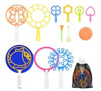 14 Pcs Kit de Varita de Burbujas de Jabon Niños, Juego de Pompas de Jabón Gigante, Hacer Burbuja Varita Juguetes Set, Bubbles Maker para Juegos al Aire Libre en Interiores y Fiestas de Cumpleaños