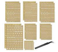 14 pegatinas de alfabeto, etiqueta engomada de oro número autoadhesivo, mini metal pegatinas letras alfabéticas para manualidades de resina epoxi, suministros de scrapbooking TU