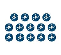 14 pegatinas de pasamanos utilizan M012 - diámetro de 9,5 cm - UV y resistente a la intemperie - ISO 7010 - sostenible - Cartel de sello de obligación (9,5 cm, pasamanos)