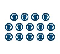 14 pegatinas de protección auditiva utilizan M003 - diámetro de 9,5 cm - UV y resistente a la intemperie - ISO 7010 - sostenible - Cartel de señal de obligación (9,5 cm, protección auditiva)
