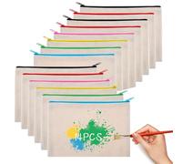 14 Pezzi Sacchetti in Tela Bianchi 21x12cm, Borsa di Stoffa Grezza per Fai da Te e Personalizzazione, Set con 6 Colori Vivaci (Blu, Giallo, Rosso, Rosa, Verde, Nero)