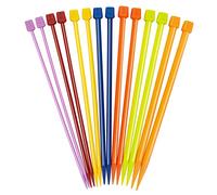 14 Piezas Aguja de Tejer Aguja de Tejer de 25 cm de Largo Aguja de Tejer a Mano de Plástico Colorido para Hacer Bufandas de Chal de Suéter (4-10 mm)