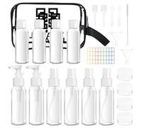 14 piezas botellas de viaje para rellenar,50ml envase tamaño viaje,con bolsa de líquidos para equipaje de mano,embudo pequeño,cepillo,tarro de almacenaje 20g,para cosméticos avión