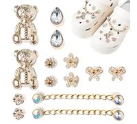 14 Piezas Charms Crocs, Diamante de Colores Adornos Crocs Accesorios per Zapatos, Extraíble Pins para Croc Diy Decoración, Bricolaje Formas Variadas Accesorios Decoración para Mujer Niñas Adultos