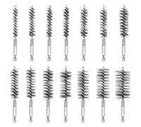 14 piezas de cepillo de alambre, taladro, atornillador, cepillo para agujeros de perforación, cepillo para calderas de calefacción con varilla hexagonal de 1/4, cepillo de alambre, atornillador para