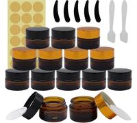 14 piezas de frasco de crema de ámbar de 15 ml 20 ml vacías ollas cosméticas vacías, recipientes vacíos, recipientes rellenables para cosméticos