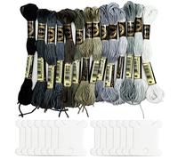 14 Piezas de Hilos de Bordar Hilo de Coser Bordado Hilos de Punto de Cruz Hilos de Costura de Algodón Hilos de Coser Artesanales para Tejer, Proyectos de Costura de Bordado (Gris Degradado)