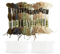 14 Piezas de Hilos de Bordar Hilo de Coser Bordado Hilos de Punto de Cruz Hilos de Costura de Algodón Hilos de Coser Artesanales para Tejer, Proyectos de Costura de Bordado (marrón degradado)