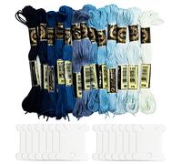 14 Piezas de Hilos de Bordar Hilo de Coser Bordado Hilos de Punto de Cruz Hilos de Costura de Algodón Hilos de Coser Artesanales para Tejer, Proyectos de Costura de Bordado (Azul Degradado)