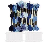 14 Piezas de Hilos de Bordar Hilo de Coser Bordado Hilos de Punto de Cruz Hilos de Costura de Algodón Hilos de Coser Artesanales para Tejer, Proyectos de Costura de Bordado (Azul Degradado)