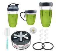 14 Piezas de Repuesto de Cuchilla y Vasos Extractores para NutriBullet Series 600w & 900w, Incluyendo Junta, Almohadilla y Engranaje (1 Cuchilla + 3 Vasos + 1 Tapa)