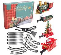 14 Piezas de Tren eléctrico para niños Light & Sounds Train navideño simulado con 4 carruajes Juegos de Navidad clásicos con Pistas Regalos para niños y niñas