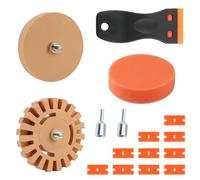 14 Piezas Goma Removedora de Adhesivos Set, Herramientas de Rueda de Borrador con Adaptador, Rueda Quita Adhesivos con Espátula Esponja, Removedor de Calcomanías para AutomóViles Vehículos Recreativos