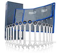 14 piezas HASKYY Juego de llaves de trinquete I 8-24 mm llaves planas de trinquete