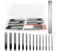 14 Piezas Juego de Punzones de Agujero,Cuero Perforador Cinturones Juego,Sacabocados Cuero Profesional Punzón Hueco para Correas de Cuero(1-10mm)
