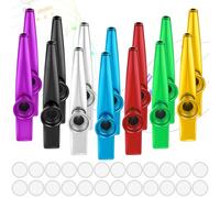 14 Piezas Kazoo Pitos de Carnaval Kazoos Metal Aleación de Aluminio en 7 Colores Kasu Instrumentos Musicales con 24 Kazoo Membranas de Flauta para Niños Fiesta Favors Regalos Música Principiantes