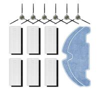 (14 Piezas) M330/ M330 Pro Piezas de Repuesto Compatibles Robot Aspirador Lefant M330 Pro, 6 Cepillos Laterales, 6 Filtros HEPA con Filtros de Espuma, 2 Almohadillas para Fregona, Kit de Accesorios