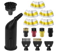 14 Piezas para Limpiadores a Vapor Kärcher Easyfix SC1 SC2 SC3 SC4 SC5, In oquilla Alargadora, Cepillo Redondo, Cepillo para Juntas, Paños de Microfibra y Rascador, Accesorios (14 piezas)