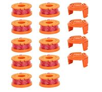 14 Piezas Recambio Alto Rendimiento para Desbrozadora Worx 20V, Hilo Ø 1,65mm, Longitud 3m, Bobina Universal para Desbrozadora (10 Bobinas + 4 Tapas)