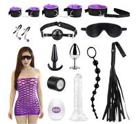 14 Piezas SM Bondage Kit Sex Toys Ninonly Kit de BDSM Juguetes Sexuales Perfecto para Parejas Set de Esclavitud BDSM Restraints Kits con Sexual Esposas para Principiantes y Experimentados Púrpura