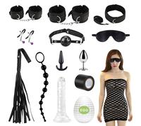 14 Piezas SM Bondage Kit Sex Toys Ninonly Kit de BDSM Juguetes Sexuales Perfecto para Parejas Set de Esclavitud BDSM Restraints Kits con Sexual Esposas para Principiantes y Experimentados Negro