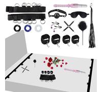 14 Piezas SM Bondage Kit, SM Bondage Cama Esclavitud de Sujeción Kit con Plug Anal Butt Plug Máscara y Sexual Esposas, Erótico BDSM Restraints Kits Set Juguetes Sexuales para Principiantes y Expertos