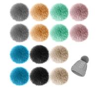 14 pompones de piel sintética con banda elástica, piel de zorro sintética, para manualidades, llavero, mochila escolar, accesorios para sombreros (7 colores, 2 para cada color)