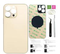14 Pro Max - Cristal trasero de repuesto para iPhone 14pro Max (dorado, 6.7 pulgadas) con cinta preinstalada + instrucciones de instalación + herramientas de reparación (dorado)