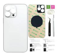 14 Pro Max - Cristal trasero de repuesto para iPhone 14pro Max (plata, 6.7 pulgadas) con cinta preinstalada + instrucciones de instalación + herramientas de reparación (plata)