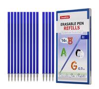 14 recambios de minas borrables azules - Compatibles con Legami - Punta: 0.7 mm, Altura: 13 cm - Recargas borrables con tinta termosensible