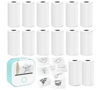 14 rollos de papel de impresora térmica de 53 mm x 28 mm, mini papel autoadhesivo colorido para impresora Phomemo Memoking, impresora pequeña T02/M02, notas de estudio, fotos de diario (blanco)