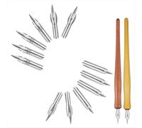14 soportes para plumillas de inmersión, soporte de madera para dibujo con plumín de acero inoxidable para escribir, pintar y firmar.