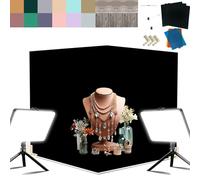 14 tableros de fondo para fotografía absobente negro con iluminación LED, kit de estudio de 16 x 16 pulgadas, antirreflejos, tienda de campaña para productos, alimentos, joyas, cosméticos, maquillaje