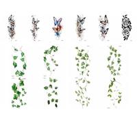 14 Tatuajes Temporales De Flores Y Hojas Para Brazos Y Clavículas, Resistentes Al Agua Y Muy Bonitos.