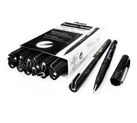 14 X Pluma Fuente Desechable Pentel - Barril En Mármol Dorado Y Negro - Negro