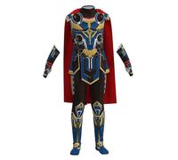 (140-2) Disfraz infantil de Thor: Amor y Trueno, incluye mono y capa para cosplay, ideal para Halloween